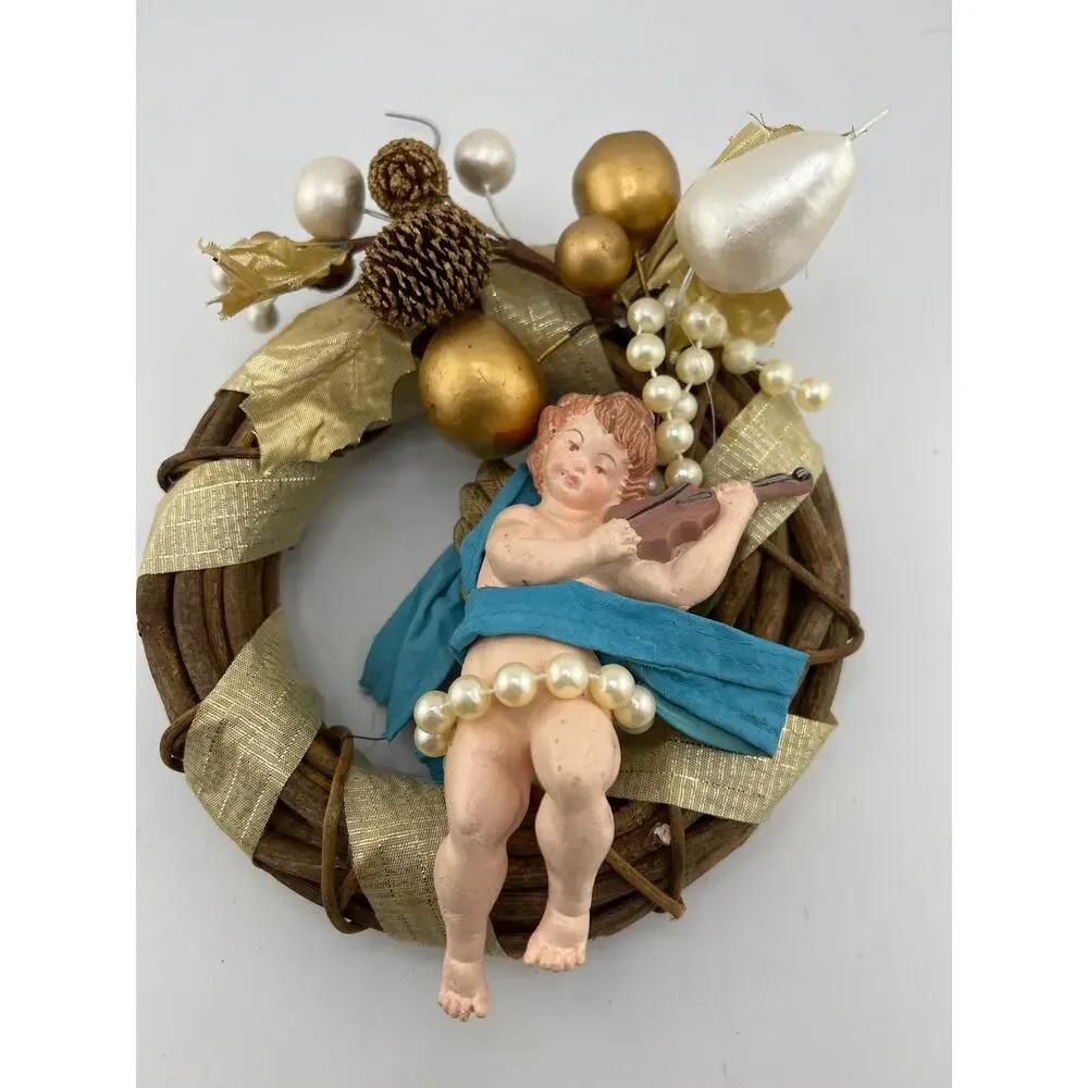 Set Of 3 Angel Wreaths 90s Vintage Pink Blue‎ Cherubs
